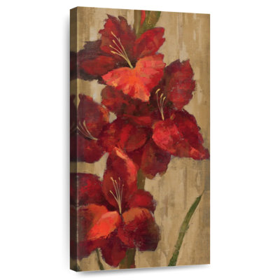 Glaïeul rouge vif sur or