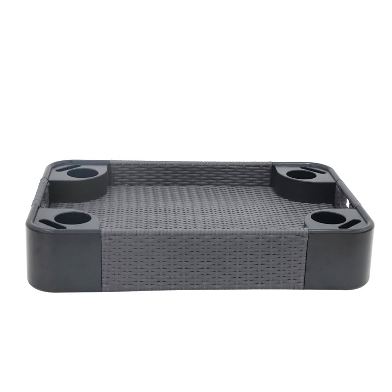 Large Wicker Floating Tray, Serving Tray for Pool ,Hot Tub Floating Tray, Gray