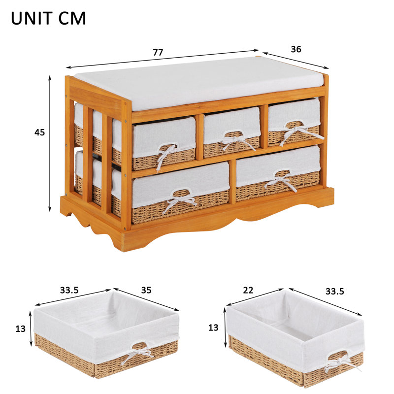 Vandemark Linen Blend Upholstered Storage Bench