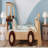 Twin Size Car Bed Frame With Storage Function Shelves, Kids Platform Bed Frame With Cute Car-Shape, Childlike Style Design, In Natural Finish-1684433501