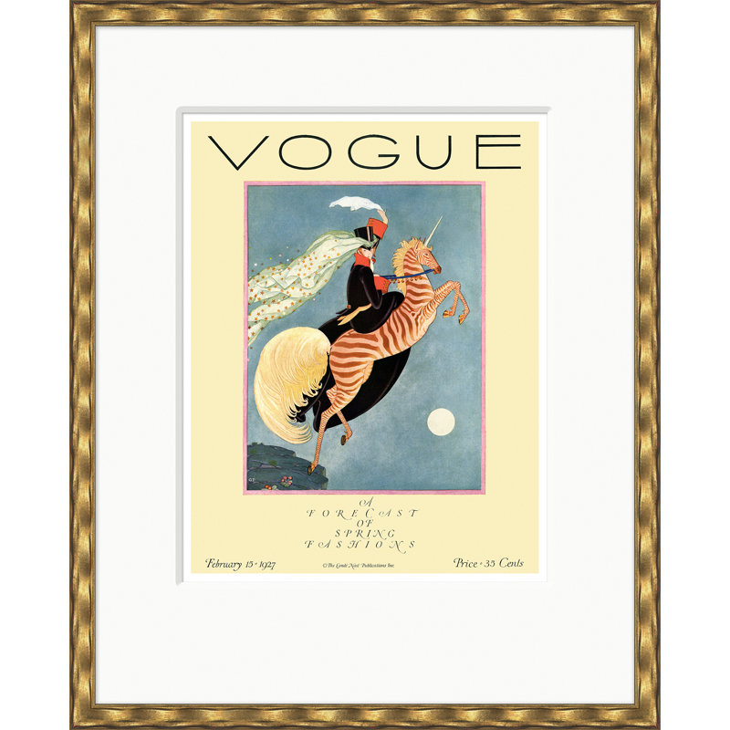 Vogue Cover, Spring Fashions, George Wolfe Plank, February 15, 1927 Print by Condé Nast, Gold