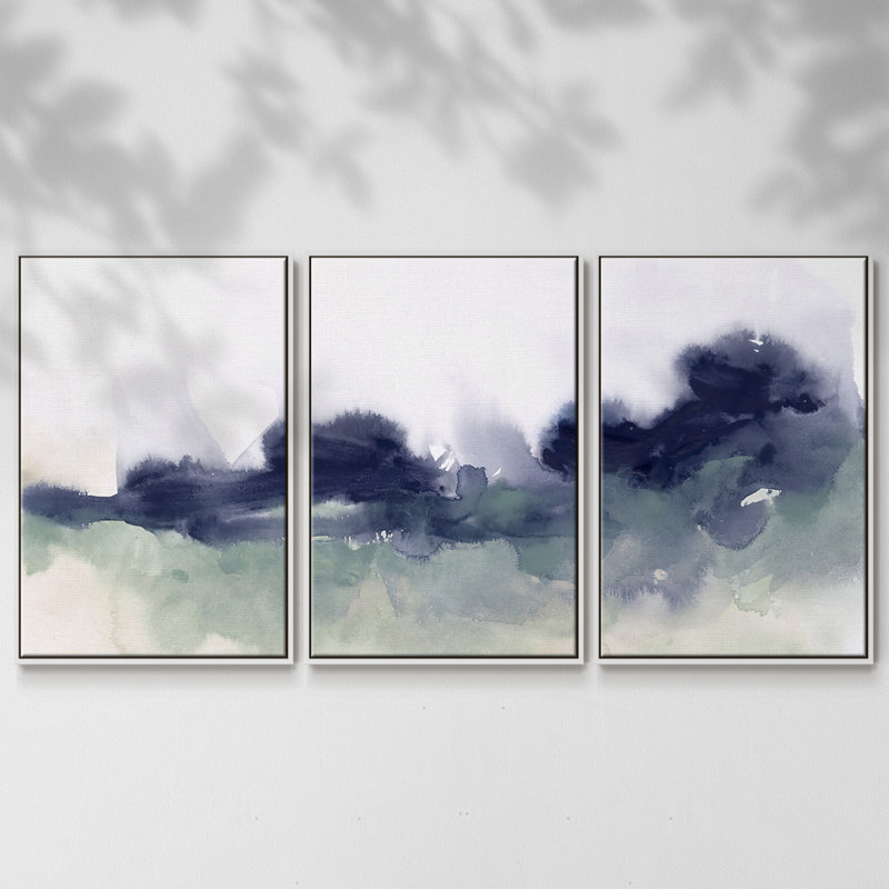 Lake Fog II - Toile encadrée multi-pièces, H 40 po x l 78 po x P 2 po, Blanc