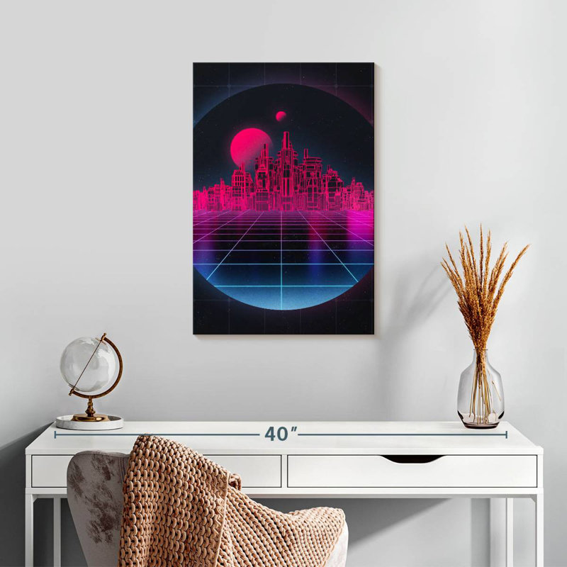 Kelan Neon Pink City, 24" H x 16" W