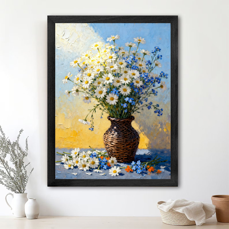 Art mural rétro noir, arrangement de fleurs simples et fraîches, impressions de style rétro, H 37 po x l 25 po