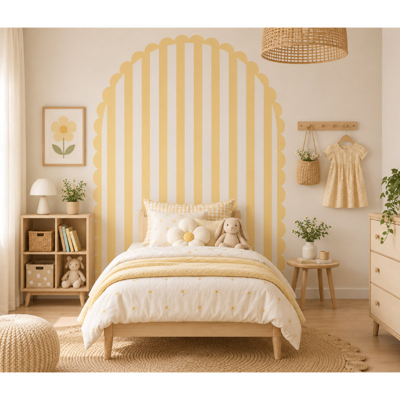 Adhésif décoratif 30 pouces de large crème de beurre jaune festonné, 45 pouces de haut, 30" W x 45" H, Buttercream Yellow
