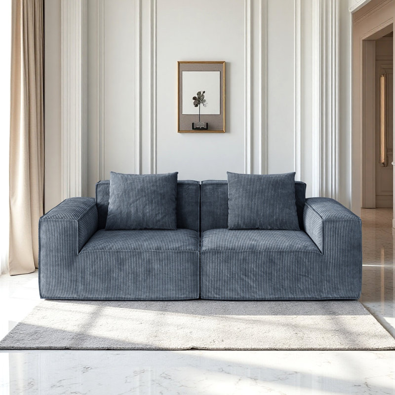 Canapé modulaire Boneless, velours côtelé, Tissu gris