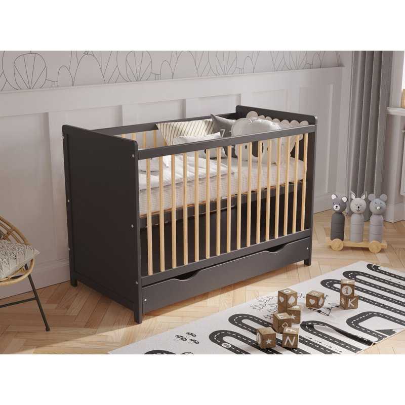 Ignatius Cot Bed, Anthracite/Pine