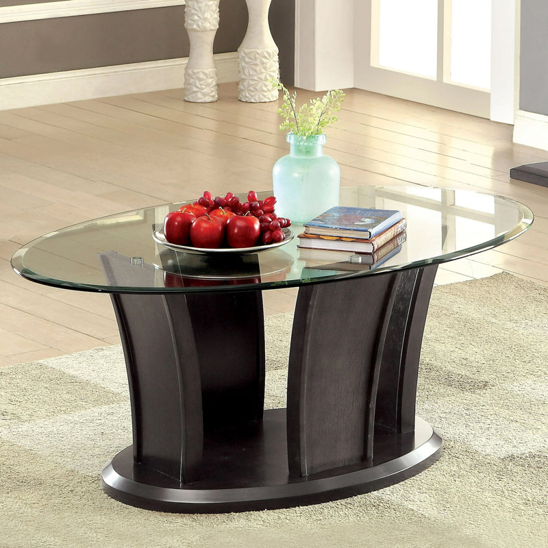 Table basse contemporaine Manhattan - Cerisier brun