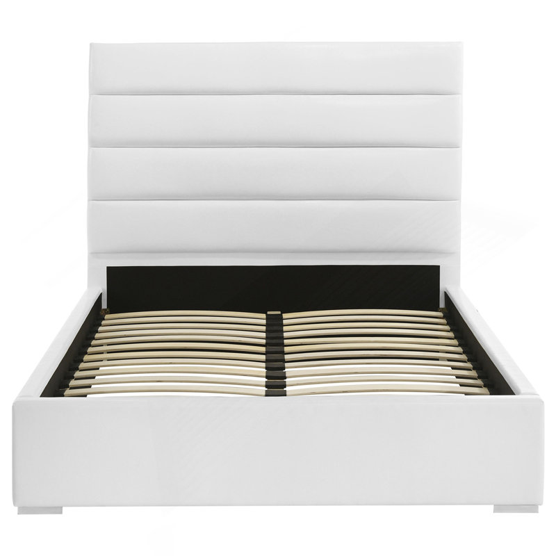 Lit plateforme double tapissier blanc, Full