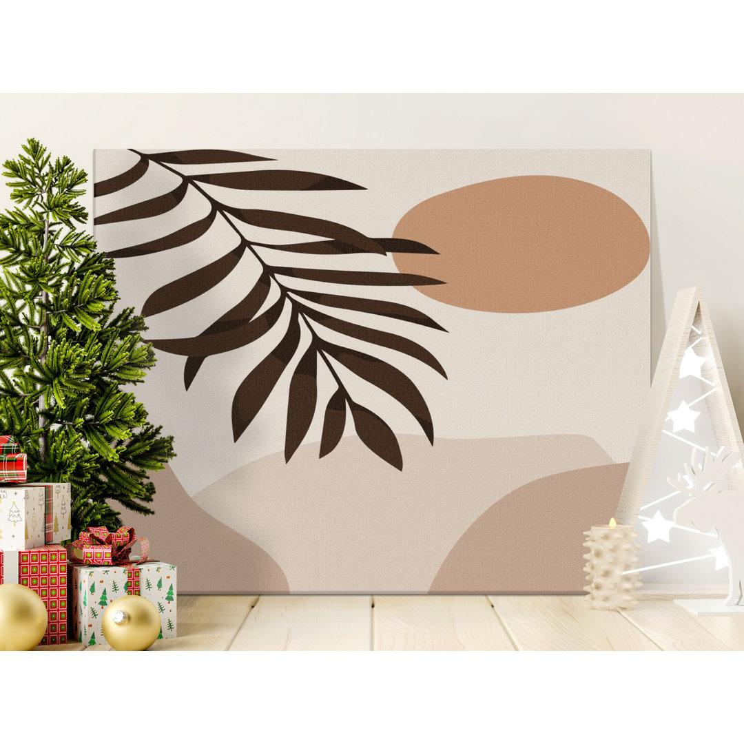 Boho Leaf Canvas Wall Art, Abstract Botanical Print, Modern Decor, Gallery Wrapped, Ready to Hang, Archival Inks, Neutral Tones Canvas
