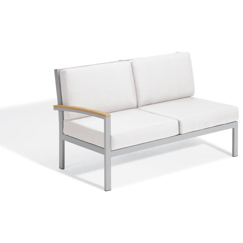 Canapé modulaire de patio avec coussins Travira, Blanc coquille d'œuf