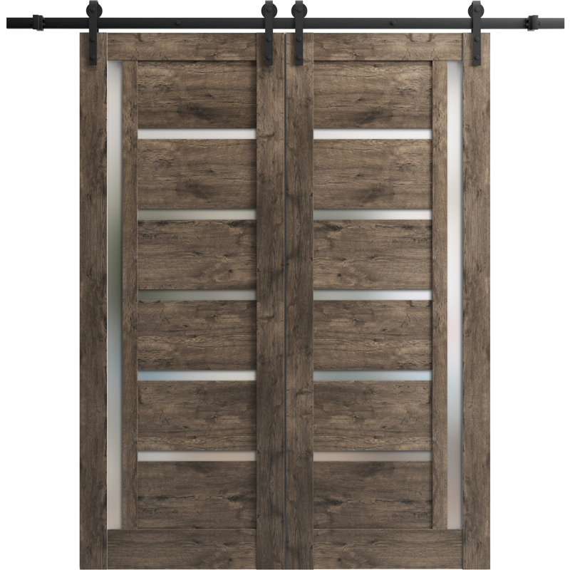 Porte de grange en bois lambrissé sans trousse de quincaillerie d’installation, Chêne cognac, 36 po x 84 po
