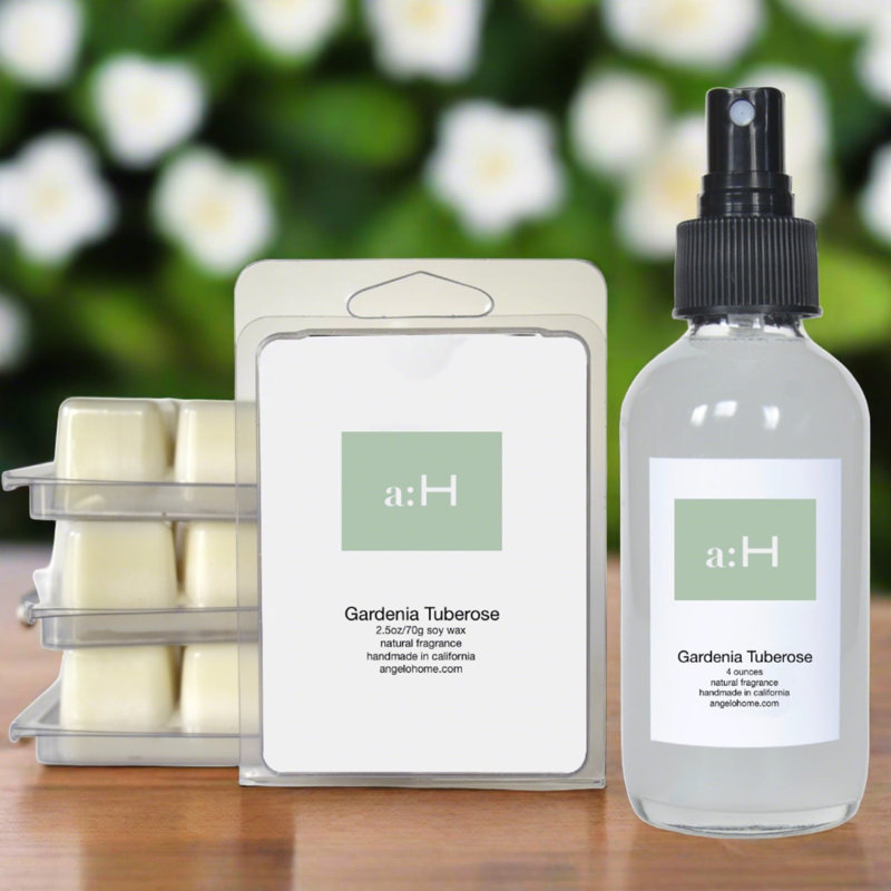 Handcrafted Gardenia Tuberose Scented Candle and Wax Melts Set