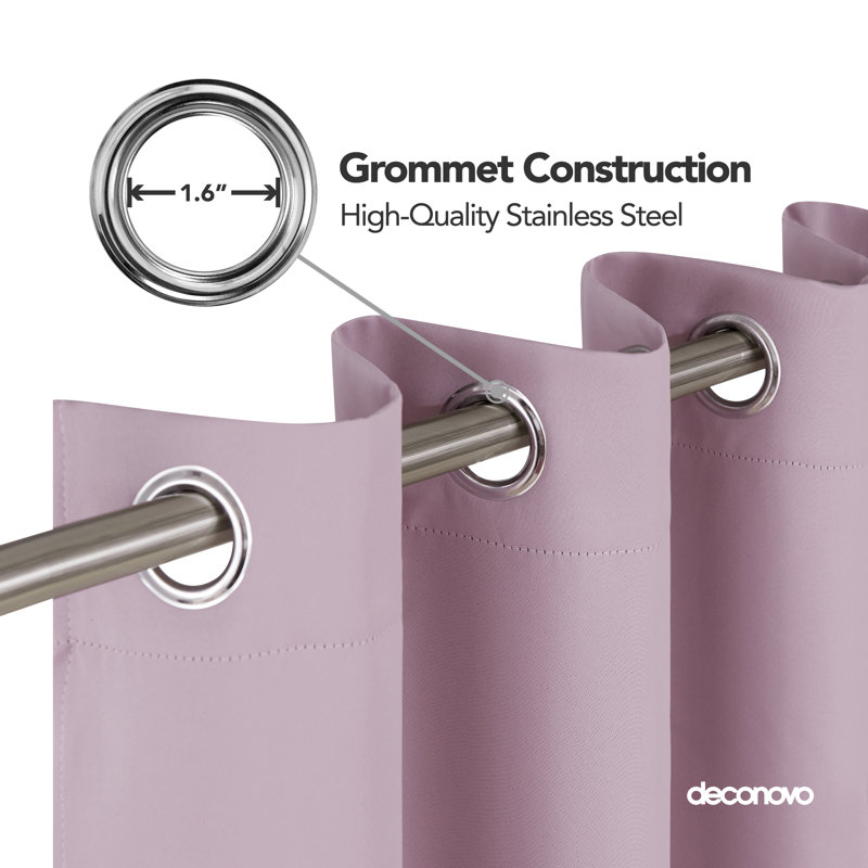 Brynnli Eyelet Blackout Thermal Curtains, 132cm W x 160cm D, Pink Lavender