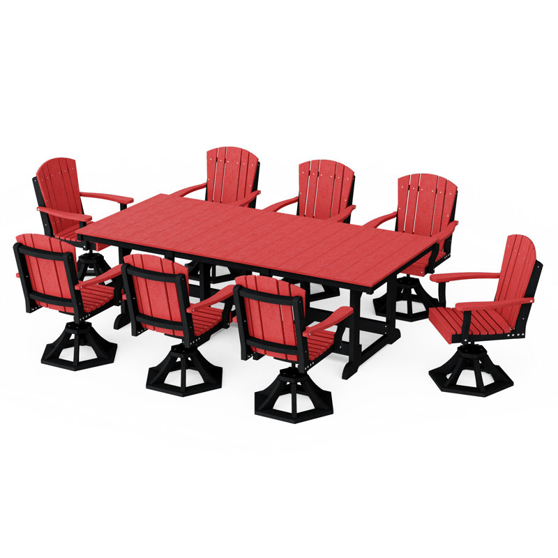 Ensemble de salle à manger à chaises pivotantes 9 pièces Heritage, Rouge cardinal / Noir