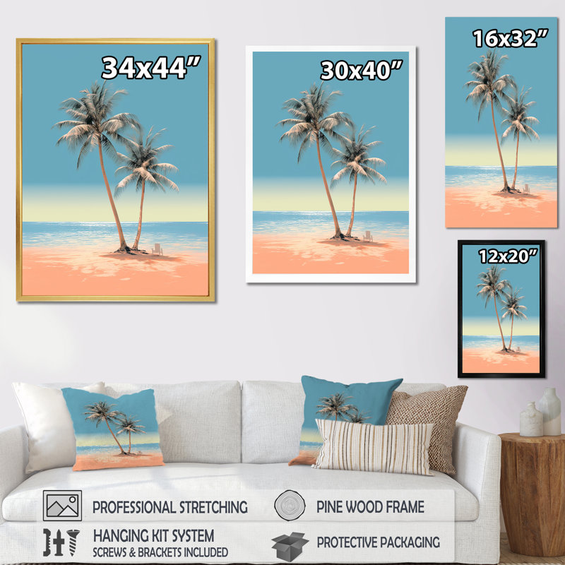 Deserte Island Pearl Paradise Serenity sur toile, Encadrement argenté, H 40 po x l 30 po x P 1,5 po