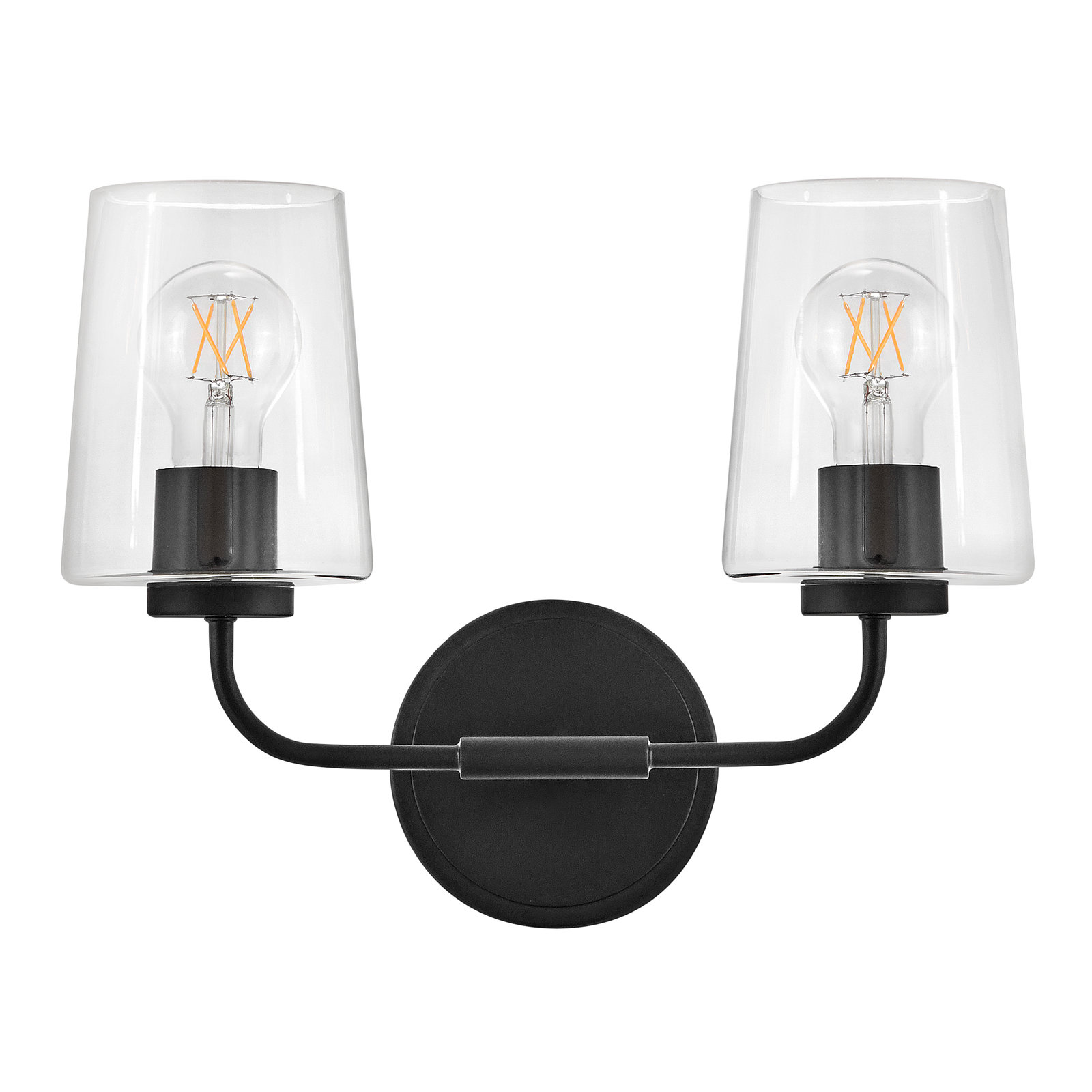 Viva 2 Light Transparent Dimmable Vanity Light, Black