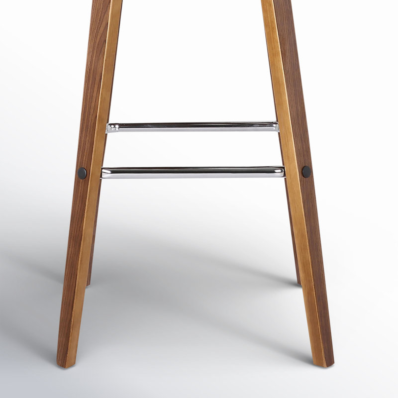Tabouret de bar et de comptoir Biance, Similicuir brun, Tabouret de bar (siège d'une hauteur de 30 po), Noyer