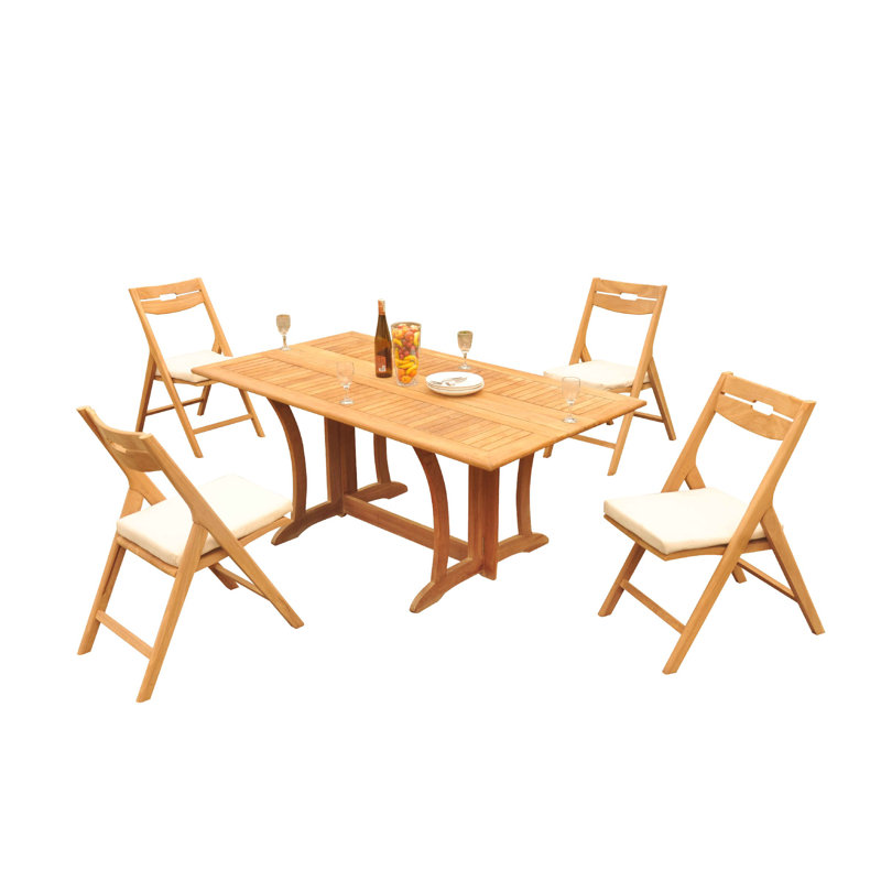 Cimara 4 - Person Teak Wood Patio Dining Set with Rectangular Table