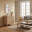 Buffet Seyla 79 cm (31 po) avec pieds en bois massif, 2 tablettes réglables et 2 portes cintrées et cannelées, beige-571009479-571009475
