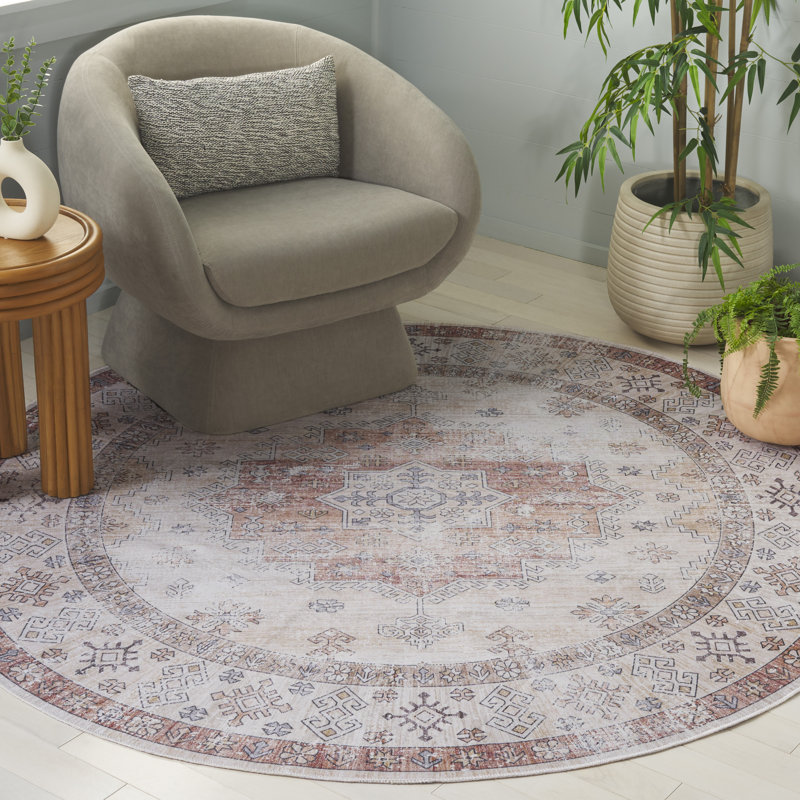 Alyssea Machine Washable Performance Oriental Rug, Round 6'