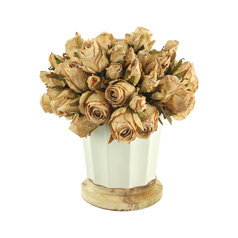 Polysilk Rose Arrangement in Pot, Brown