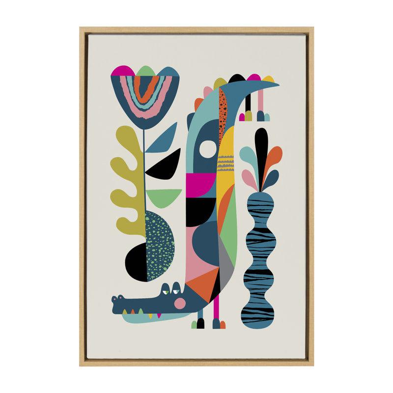 «Crocodile» par Rachel Lee 3 Birdies Studio, reproduction d'art sur toile encadrée, Naturel, H 23 po x l 33 po