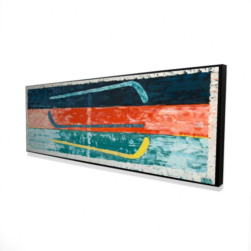 Reproduction abstraite de bâtons de hockey sur toile, H 16 po x l 48 po