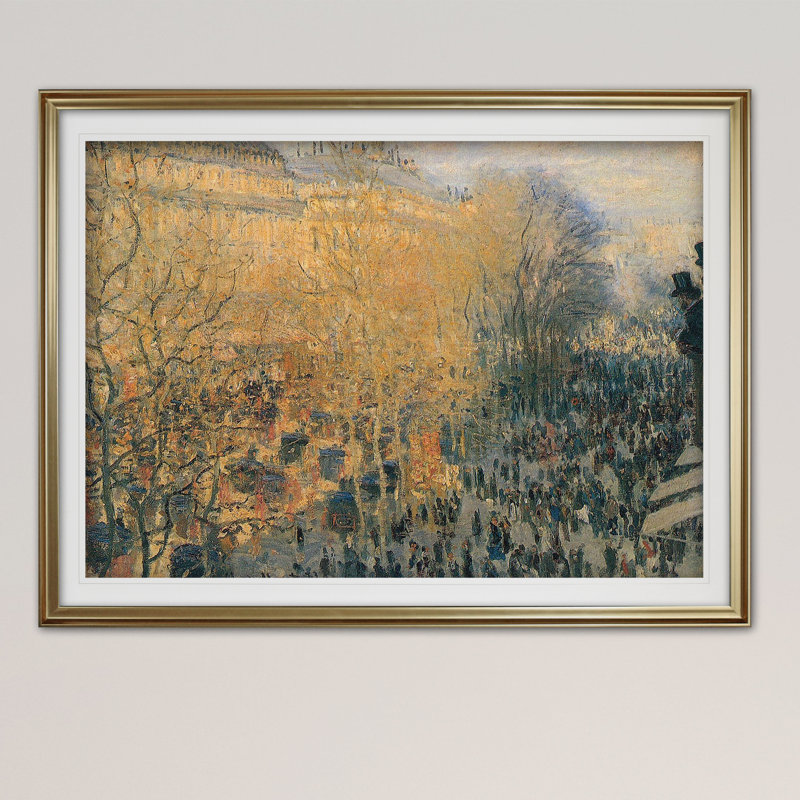 « carnaval boulevard » par claude monet, reproduction de peinture à l’huile, Cadre doré, Blanc mat