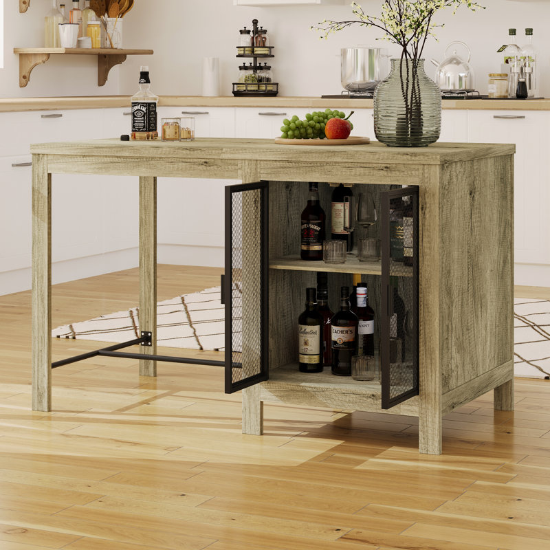 Rustic Kitchen Island With Adjustable Shelves