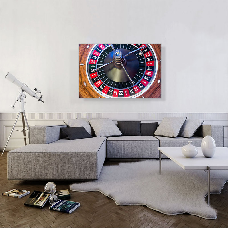 Roulette, décor de casino - reproduction de photo sur toile tendue, H 26 po x l 40 po x 1,5 po