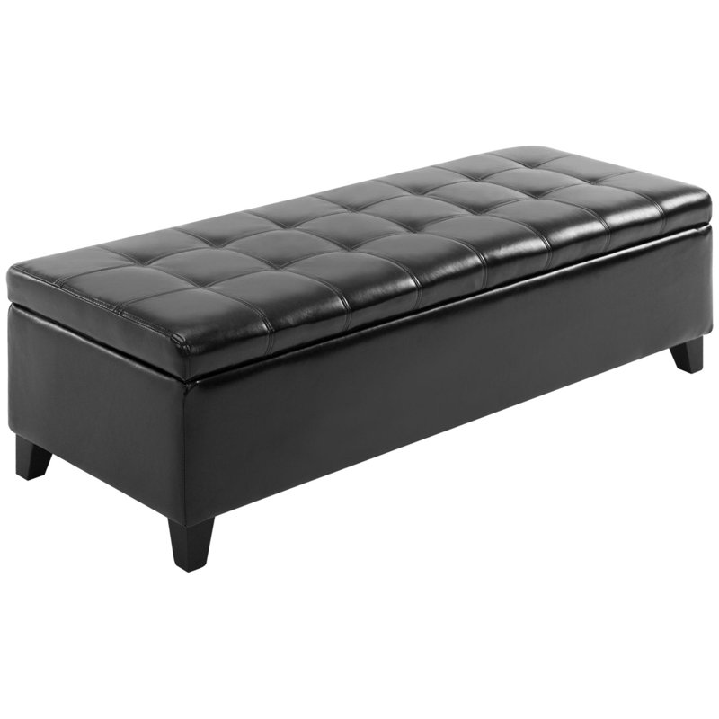 Banc de rangement en similicuir robuste et durable avec plateau relevable, Noir