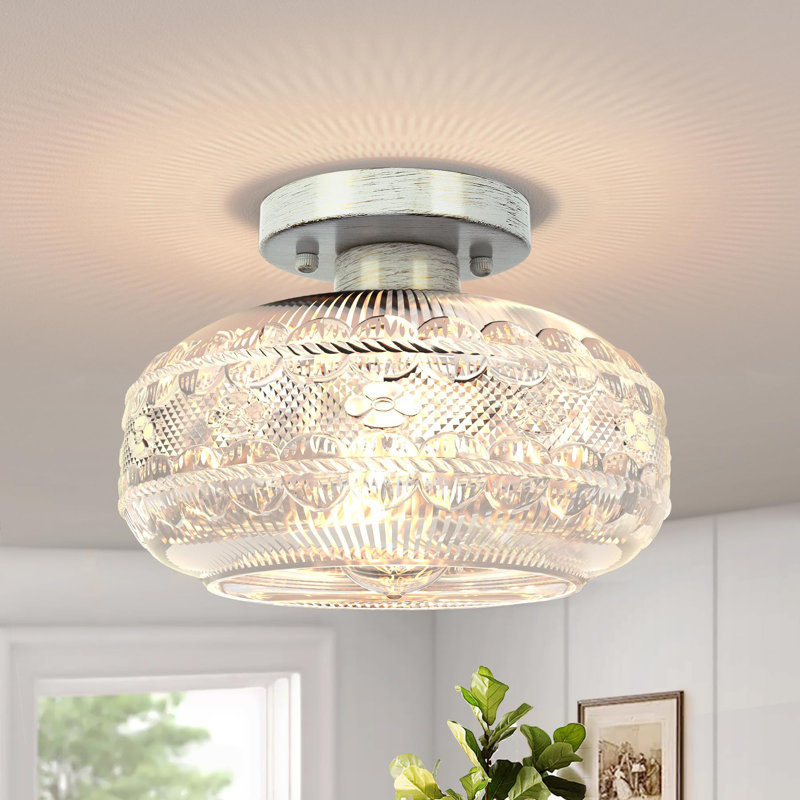 Lustre Gredmarie, Chêne blanc brossé, Clair, H 6,88 po x l 9,38 po x P 9,38 po
