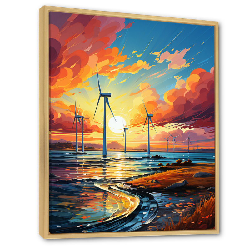 «Wind Turbines Ethereal Winds» sur toile, Cadre naturel flottant, H 20 po x l 12 po x P 1 po