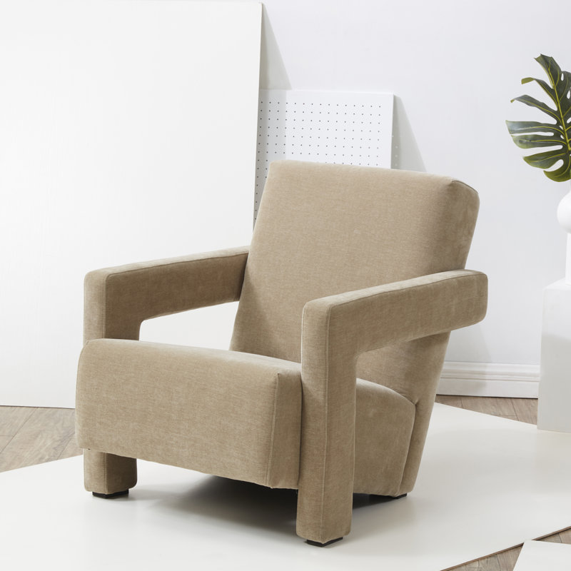  Olsen Modern Accent Chair, Light Brown Velvet