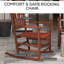 Ensemble de chaises berçantes d'extérieur en bois, accoudoirs lisses, dossier haut, durable pour patio, balcon et porche, rouge vin