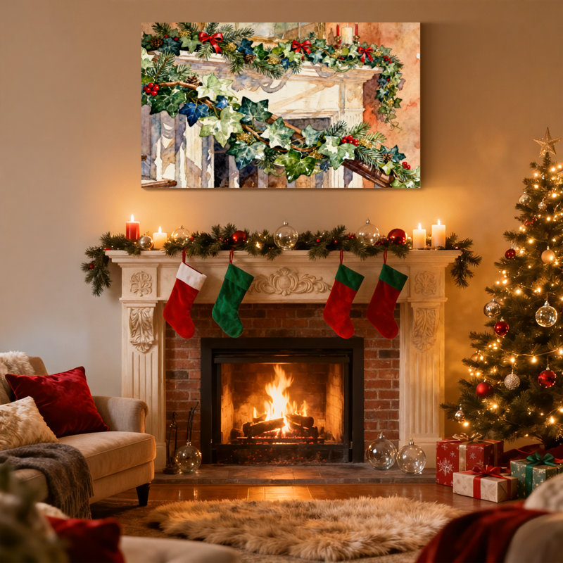 Guirlande de Noël, ensemble de 3 impressions sur toile, H 20 po x l 30 po