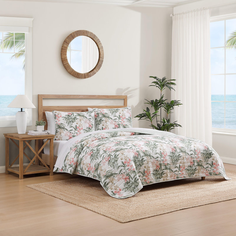 Island Orchid Quilt, Queen Quilt + 2 Standard Shams, Pink