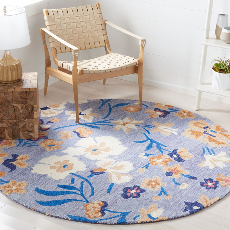 Jardin Hand Tufted Wool Floral Rug, Round 6'