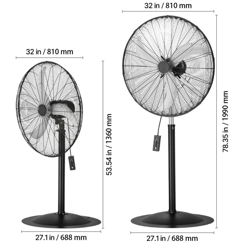Ventilateur oscillant industriel 30 po à 3 vitesses avec hauteur ajustable