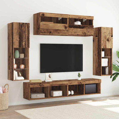 TV Wall Cabinet Set 6 Pcs 30.5 X 30 X 102 Cm