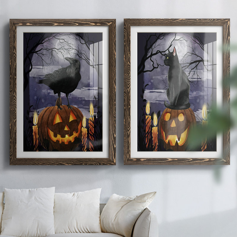 «Midnight Magic I-Premium», reproduction encadrée prête à être accrochée, H 27,5 po x l 75 po x P 1,5 po, Noyer