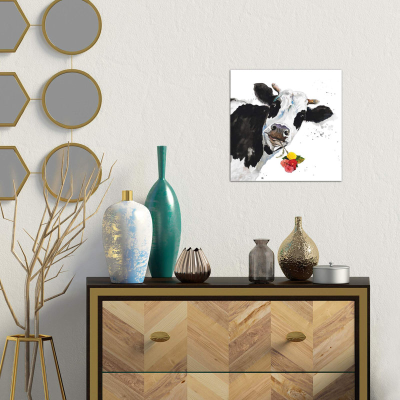 Crazy Cow by Patricia Pinto - Wrapped Canvas Painting, 45.72 cm H x 45.72 cm W x 1.91 cm D