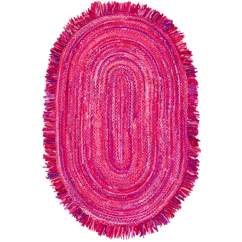 Tapis en coton tressé à la main de couleur unie, Ovale 4 pi x 6 pi