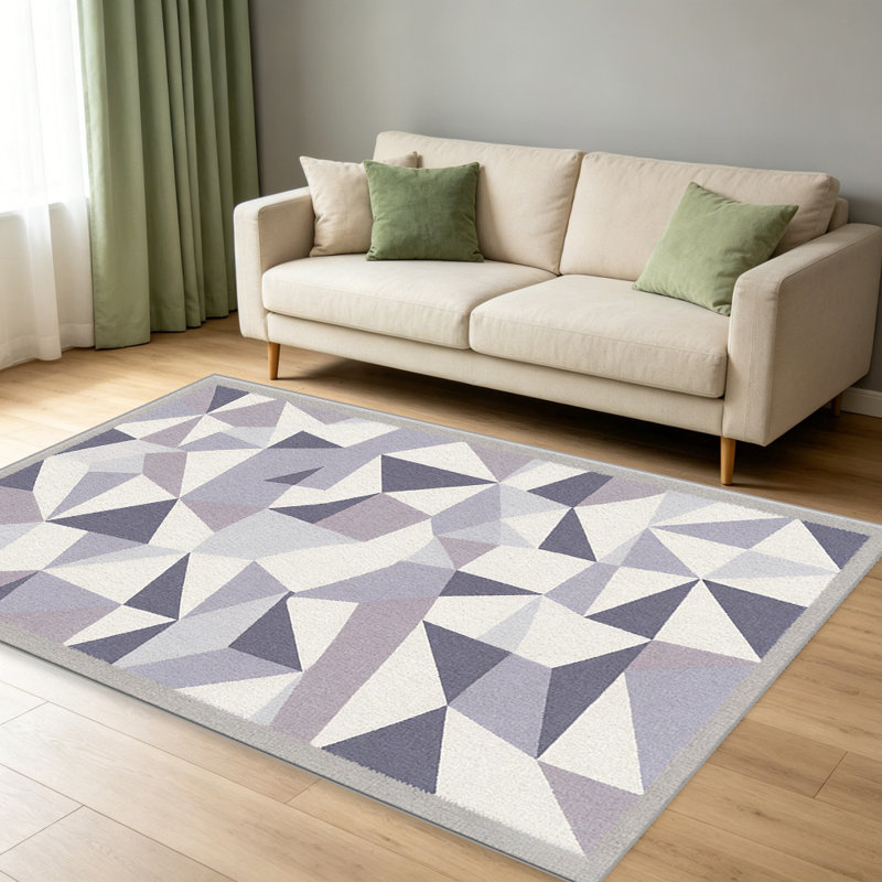 Lavender Fragmented Triangle area rugs for Living Room, Soft and Comfortable, Suitable for all seasons, easy to maintain, machine washable Indoor floor mat, Under Table Farmhouse suitable for Bedroom, Dining Room, Study, Patio, Balcony, Home Decor