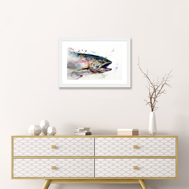 «Fish II», reproduction d'art encadrée, H 16 po x l 24 po x P 1 po, Papier blanc