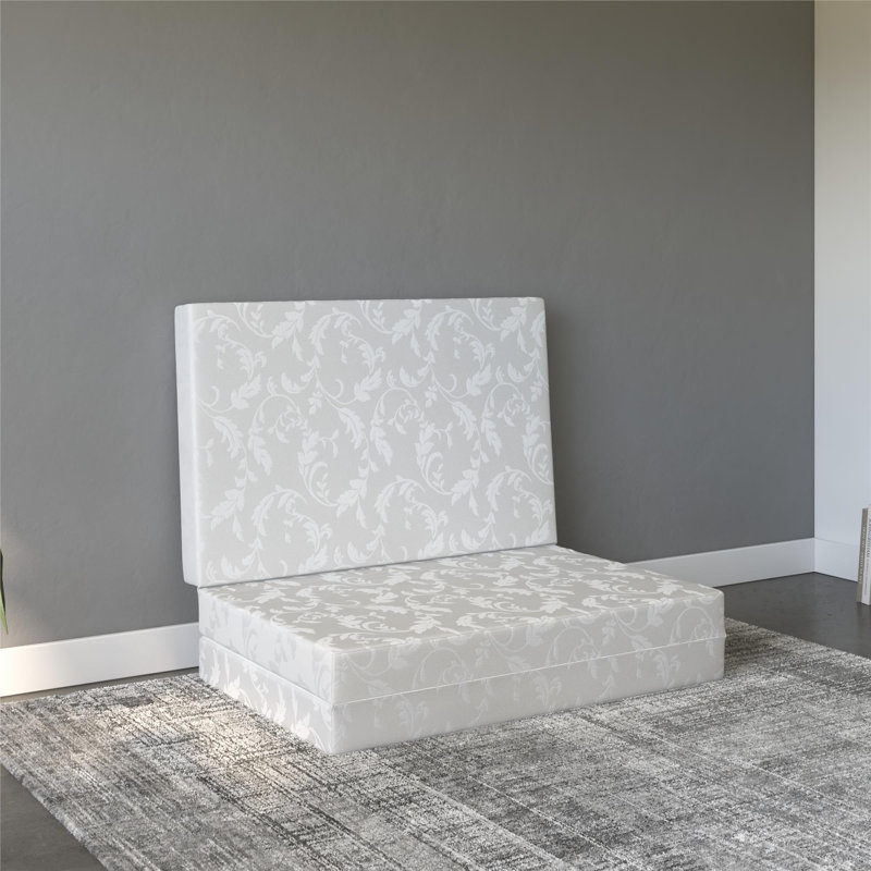 Twin White Floral 4-Inch Tri-Fold Innerspring Mattress