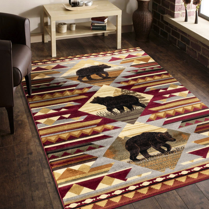 Tapis rouge en polypropylène Lodge, teinture 2 pi x 3 pi, décoration intérieure