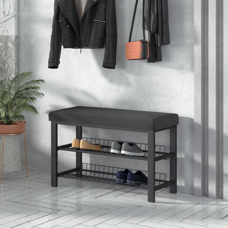 8 Pair Shoe Storage Bench, Black