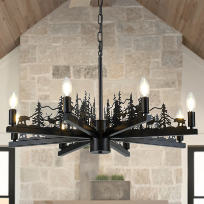 8-Light Dimmable Retro Metal Chandelier